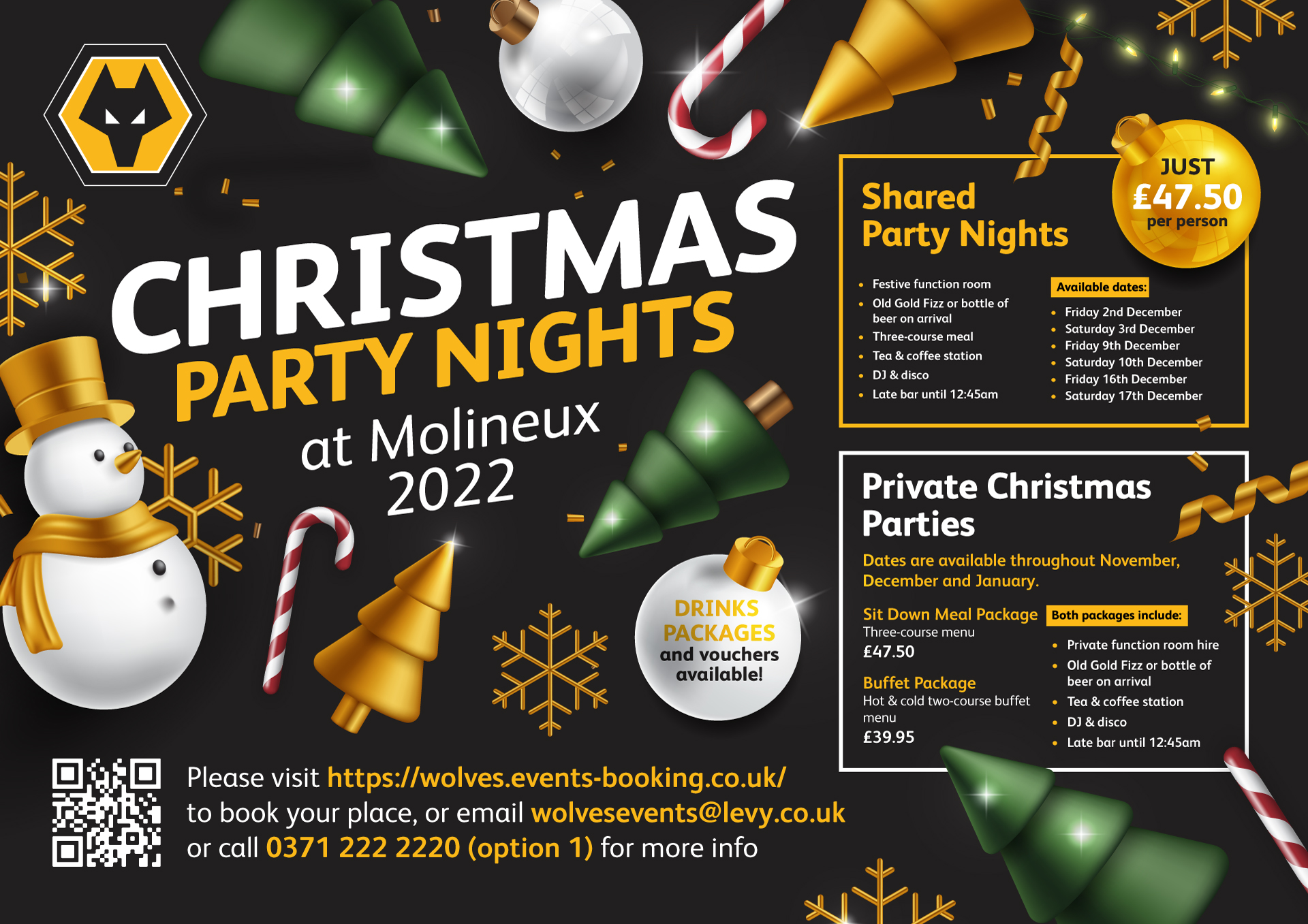 Christmas Party Venues in Wolverhampton Molineux Stadium